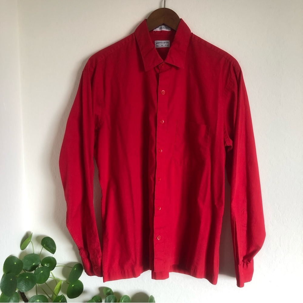 Vintage Pierre Cardin red long sleeve dress shirt men’s XL Christmas Holiday vtg